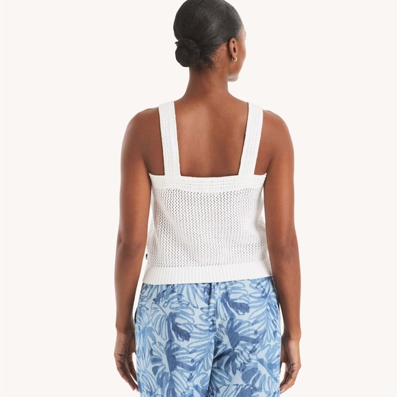 Nautica White Palm Tree Knit Sweater Tank Top - L - Picture 4 of 6